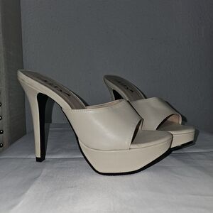 Lily Ivory Platform Stiletto Slide Sandals